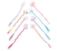 VICASKY 8pcs Hair Extensions High Elasticity Braiding Ponytail Accessories for Cute Cartoon Wigs with Butterfly Cat Shell Star Rainbow Unicorn Designs