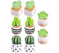VICASKY 8pcs Miniature Artificial Cactus Bonsai Plants for Dollhouse Decor, Tiny Faux Succulent Potted Plants Mixed Styles, Mini Dollhouse Accessories and Collectors