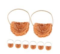 VICASKY 8pcs Miniature Woven Baskets with Handles Tiny Candy and Flower Holders for Dollhouse Fairy Garden Decor Portable Lightweight Collectible Display Bins