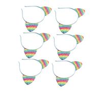 VICASKY 8Pcs Rainbow Cat Ears Headband Sequin Hairband for Women Party Daily Wear Birthday Holiday Cosplay Accessory Comfortable Durable