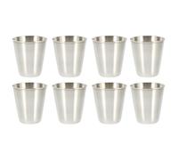 VICASKY 8pcs Stainless Steel Drinking Cup for Liquor 70ml Silver Shot Glasses Without Burr Appearance Delicate Style for Tea House and Hotel Use