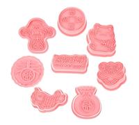 VICASKY 8pcs Year Cookie Mold Food Grade Plastic Press Type Biscuit Cutters DIY Baking Tools with Unique Themed Shapes for Convenient Homemade Cookies