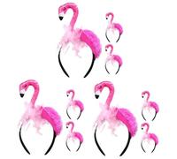 VICASKY 9 pcs Flamingo Costume Headband Funny Hair Hoops for Hawaiian Parties Cute Party Accessories for Carnival and Cosplay Events Comfortable Fit