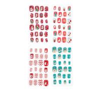 VICASKY 96pcs Christmas Nail Stickers Boys and Girls Fake Artificial False Nail Tips Decor for Girls Great for Christmas Party Holiday Occasion Random Style