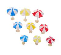 VICASKY 9pcs Mini Parasol Plastic Miniature Umbrellas for Dollhouse Accessories Decorative Beach Umbrella Collection in Red Yellow Blue for Fairy Garden Micro Landscape and Sand Table