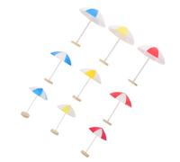 VICASKY 9pcs Miniature Plastic Dollhouse Outdoor Accessories Fairy Garden Props Small Medium Large Umbrellas for Craft Projects and Ocean Dioramas