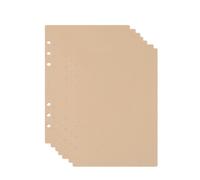 VICASKY A6 Blank Refill Paper Pack for 6-Ring Notebook, Wear-Resistant Smooth Surface Loose Leaf Paper in Khaki Colour, for Travel and Office Use