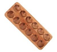 VICASKY Acacia Wood Egg Tray Slots Rectangle Egg Holder for Kitchen Countertop Fridge Storage Organizer Stylish Wooden Dish for