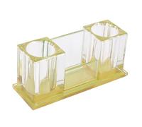 VICASKY Acrylic Stand for Microphone 2-slot Desktop Mic Stand Golden Colour with Higher Stability Prevents Microphone Upside down Suitable for Ktv Karaoke