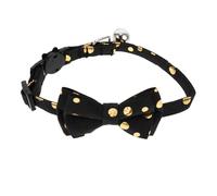 VICASKY Adjustable Cat Collar with Detachable Bowknot and Safety Buckle Comfortable Double Pet Ornament for Cats Chic Black Leopard Dot Design for Parties and Daily Wear