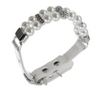 VICASKY Adjustable Dog Pearl Necklace for Small Dogs Xs Cute Beaded Collar for Female Puppies Sturdy Handcrafted Wire Rope Design Elegant Pet Jewelry for Everyday Wear and Special