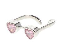 VICASKY Adjustable Pink Heart Eyeglasses Ring for Couples, Cute Zinc Alloy Open Design Stackable Finger Ring, Creative and Stylish Novelty Jewelry Accessory for Women