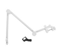 VICASKY Adjustable Studio Microphone Boom Arm Stand with Sturdy Metal Build and White Plastic Base, Tabletop Mic Stand with Mic Clip for Streaming and Small Studios, Reducing Unwanted