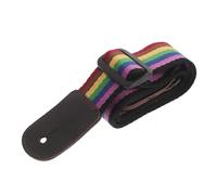 VICASKY Adjustable Ukulele Strap with Secure Tail Pin for Tenor Concert and Soprano Four-string Instruments Comfortable Soft Leather Shoulder Harness in Deep Rainbow Color for Hawaiian
