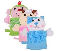 VICASKY Adorable Animals Bathing Gloves for Babies and Infants Shower Gloves Exfoliating Foaming Function, Soft PE Mesh and Sponge Mitts for Gentle Baby Bath Time