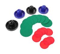 VICASKY Air Hockey Puck and Paddle Set 96Mm Plastic Pushers with Self-Adhesive Lint Pads, Blue and Black Tabletop Hockey Accessories with 64Mm Red Pucks for Home Arcade Games