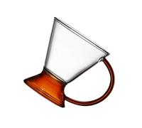 VICASKY Amber Handle Glass Cup Unique Design Drink Mug for Tea Coffee Water Dessert Simple Style for Home Office Daily Use
