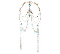 VICASKY Ancient Chinese Style Headdress for Bridal Weddings Festivals Tassel Embellished Headband for Women Girls Hair Band Chinese Traditional Headdress for Forehead Jewelry