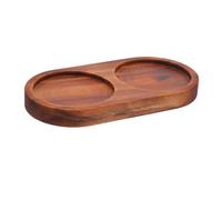 VICASKY Anti-Slip Wooden Grinder Stand with Acacia Tray Secure Fit Salt and Pepper Mill Holder for Dining Table Protection Easy-Clean Surface Suitable for Kitchen Organizing
