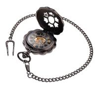 VICASKY Antique Precise and Alloy Hanging Timing Chained Black Chain Design Mechanical Pocket Watch with Featuring Pumpkin-Shaped Retro Style for Vintage Fashion Men’s