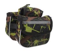 VICASKY Army Green Bike Front Tube Bag with Mesh Side Pouches Fastening Straps Slip Ribbon for Mountain Bike Frame Saddle Bag for Mobile Phone and Small Essentials