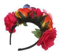 VICASKY Artificial Flower Headband Butterfly Floral Design Faux Braid Headband for Mexican Independence Day Fashion Headwear for Beach Birthday Party Hair Ornament