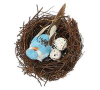VICASKY Artificial Rattan Bird Nest 2 Eggs and Fake Birds Decoration for Home Easter and Christmas Ornaments Eggs Random Color Random Color