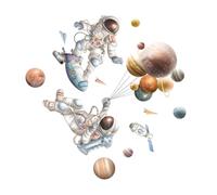 VICASKY Astronaut Starry Wall Stickers Removable Wall Decoration Cartoon Style No Residual Glue PVC Material Indoor Scene Layout Room Decor