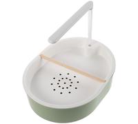 VICASKY Automatic Parrot Bird Bathtub with Adjustable Water Pump, Dual-row Rain Shower, 20cm Tub, Pine Wood Perch - Indoor Budgie and Conure Shower Basin