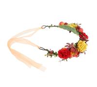 VICASKY Autumn Theme Rose Flower Headband Lightweight Bridal Headdress for Brides Wedding Festival Photo Props Floral Crown Garland