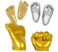 VICASKY Baby Hand and Foot Mold Kit for Newborns, 3D Plaster Keepsake Powder Set with Gold Powder and Paintbrush, DIY Casting for Baby Prints and Handprints, 200g Total