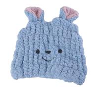 VICASKY Baby Shower Hat and Hair Drying Towel for Infants, Super Absorbent Lightweight Microfiber Bath Cap, Quick Dry Hair Wrap for Newborns and Babies, Blue Happy Face Design