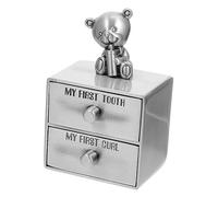 VICASKY Baby Tooth Save Box Deciduous Tooth Holder for Infants Vintage Drawer Style Antique Tin Material and Keepsake Storage