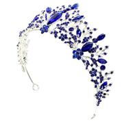 VICASKY Baroque Blue Rhinestone Alloy Bridal Crown Headband Hair Tiara Accessory for Women Wedding Birthday Prom Events