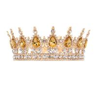 VICASKY Baroque Rhinestone Wedding Tiara for Women Crystal Bride Hair Accessory Water Drop Embellished Queen Crown Headband for Bridal Costume Parties Princess Birthdays Masquerade Events