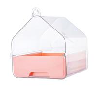 VICASKY Bird Bath for Cage External Mount Transparent Parrot Bathtub with Bottom Drawer Space Saving Design for Cockatiel Lovebird Finch Small Pet Birds