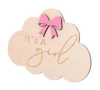 VICASKY Birth Announcement Sign Wooden Cloud Newborn Name Plaque Natural Photo Prop for Newborns for Nursery Decor and Giving