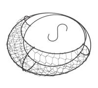 VICASKY Black Iron Wire Hanging Basket with S Hooks, Moon Shape | Open Crescent Frame, 11 Inch Size, Romantic Decor Look, for Porch Corridors and Decorative Items