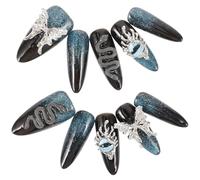 VICASKY Blue Press-on False Nail Tips Made of Sturdy Plastic, Simple to Apply and Firmly in Place, Fashionable and Distinctive Style for Stylish Manicure and Halloween Nail Art