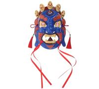 VICASKY Blue Resin Hand Painted Nepali Ethnic Mask for Cultural Celebrations and Traditional Opera Cosplay, Comfortable to Wear with High Realism Style for Asian Cultural Mask Enthusiasts