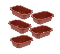 VICASKY Bonsai Planter Pot Rectangular 5pcs Vintage Style Red Clay-look Drainage Garden Plant Pots for Indoor Outdoor Decor