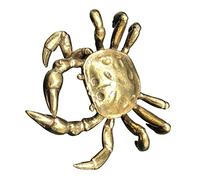 VICASKY Brass Crab Statue Vintage Solid Brass Desktop Ornament Creative Table Crab Decor for Home Office Feng Shui Accents