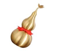 VICASKY Brass Feng Shui Gourd Statue 5.5-inch with Leaf Open Design, Chinese Collectible Home Decor Ornament for Wealth and Living Room Display