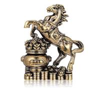 VICASKY Brass Horse Figurine Stepping on Treasure Basin Feng Shui Statue for Prosperity and Wealth with Classical Elegance, Versatile Placement for Office Or Studies, Chinese Zodiac