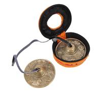 VICASKY Brass Meditation Cymbal Bell Set with Storage Bag Handcrafted Tibetan Tingsha Bells for Yoga Mindfulness and Spiritual Practice (eight Treasures Auspicious Pattern)