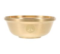 VICASKY Brass Offering Bowl with Artistic Floral Engravings Traditional Chinese Ritual Copper Basin for Religious Ceremonies Home Altar and Decorative Cultural Heritage Display