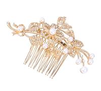 VICASKY Bridal Hair Comb with Delicate Rhinestone Pearl Design Elegant Headpiece for Weddings Dinners and Dances Beautiful Wedding Hair Accessories Golden Finish