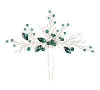 VICASKY Bridal Rhinestone U Shaped Hairpin for Weddings Elegant Hair Jewelry Accessory for Brides and Bridesmaids Charming Green Crystal Decor for Special Occasions
