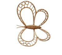 VICASKY Brown Butterfly Wall Hanging Decoration Made of Iron and Vine Featuring Easy Hanging and Strong Construction, Woven Rattan Wall Sculpture for Boys and Girls’ Room or Bedroom Boho