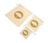 VICASKY Buddhist Sound Bowl Bag Made of Sturdy Cotton and Linen 3pcs Khaki with Easy Open and Close Drawstring for Meditation Singing Bowl Storage